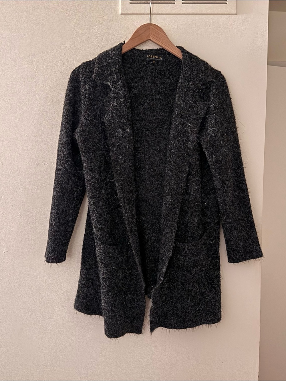 Like new Joseph A. charcoal gray longline open-front cardigan sweater